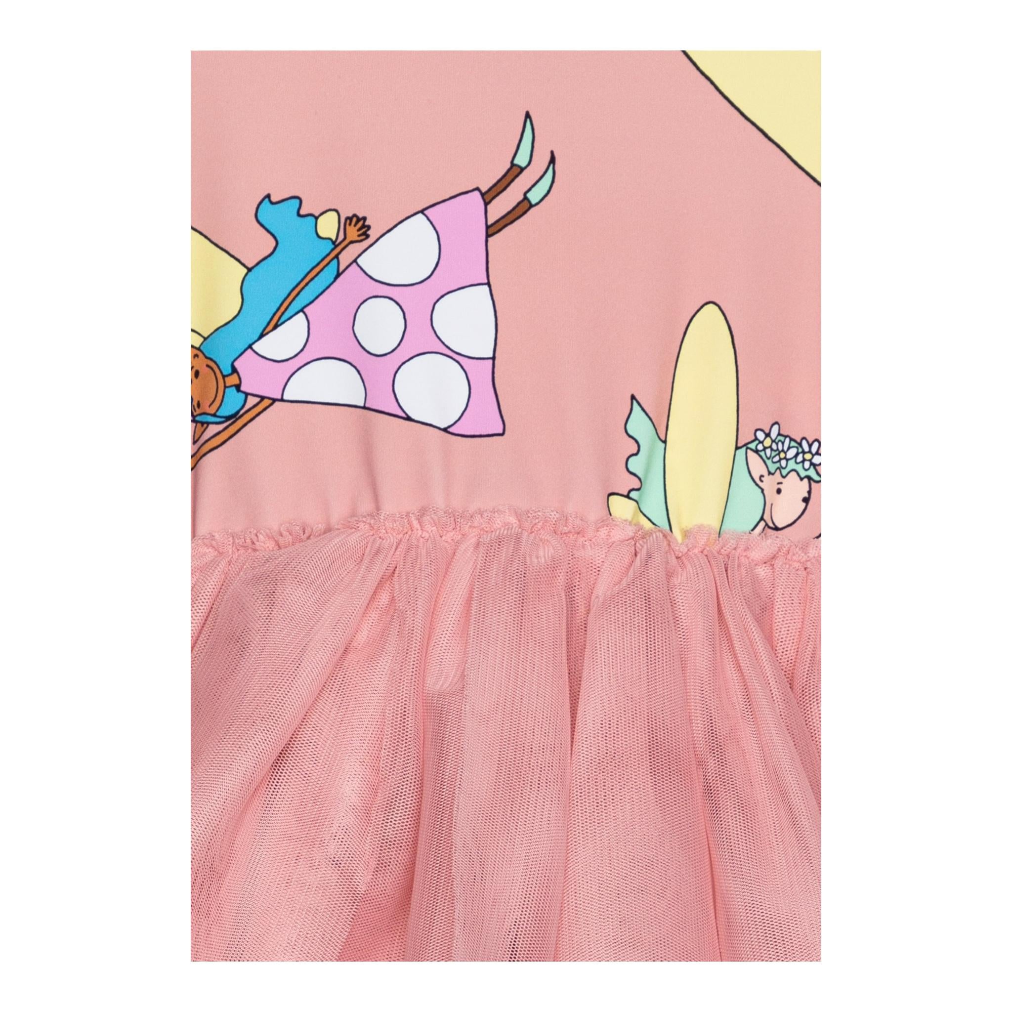 Stella Mccartney Abito Manica Lunga Tinta Unita con Tulle per Bambina TW1A90 ROSA STELLA McCARTNEY 