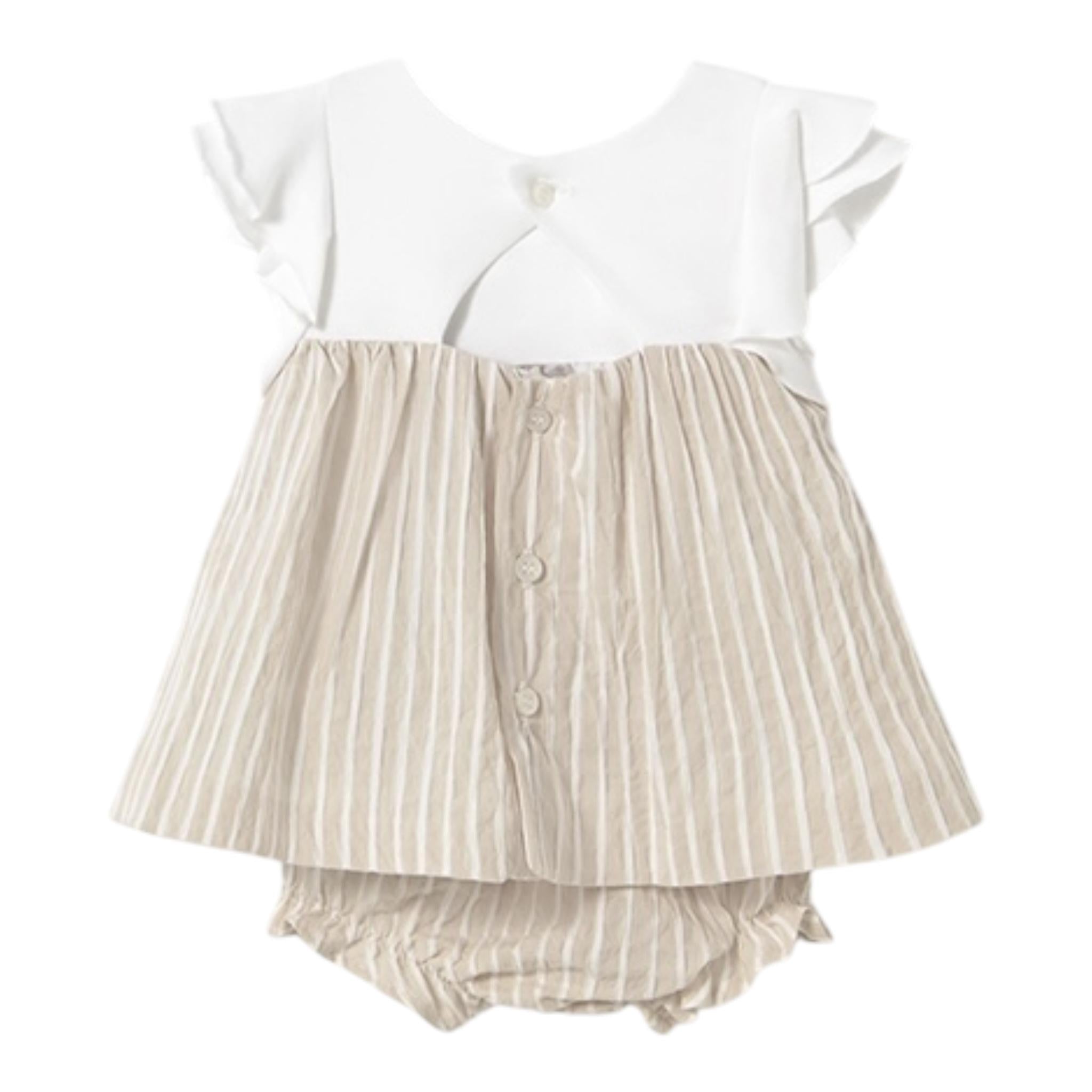 Mayoral Set 2 Pezzi Abito-Coulotte Bicolore per Neonata 1845 BIANCO/BEIGE MAYORAL 