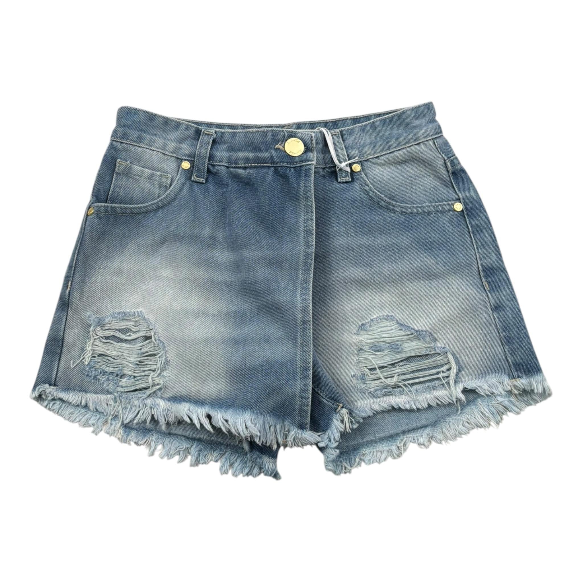 Lu Lu By Miss Grant Short In Denim Tinta Unita con Strappi per Bambina LL2770 AZZURRO LU LU BY MISS GRANT 
