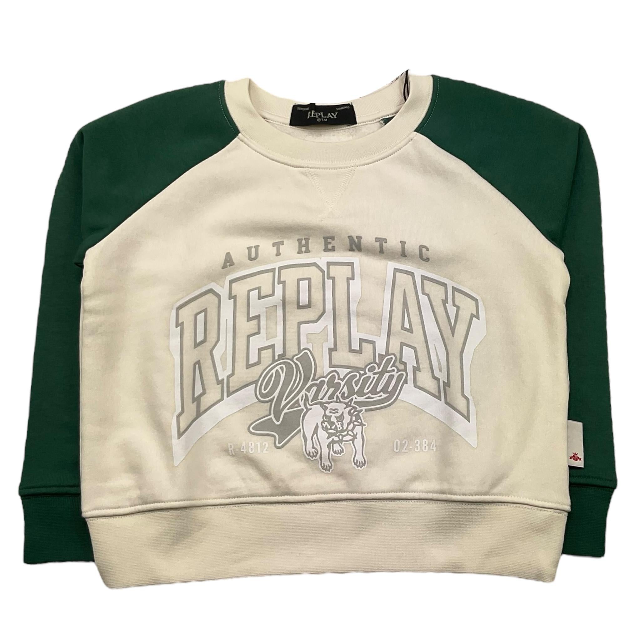 REPLAY felpa chiusa tinta unita con maniche in contrasto Panna per Bambino SB2068 PANNA REPLAY 