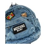 Moschino Zaino In Denim Tinta Unita con Stampa per Bambina MUX05R BLU MOSCHINO 