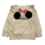 Cangurino Felpa con Zip e Cappuccio Tinta Unita con Stampe In Contrasto Beige per Neonata