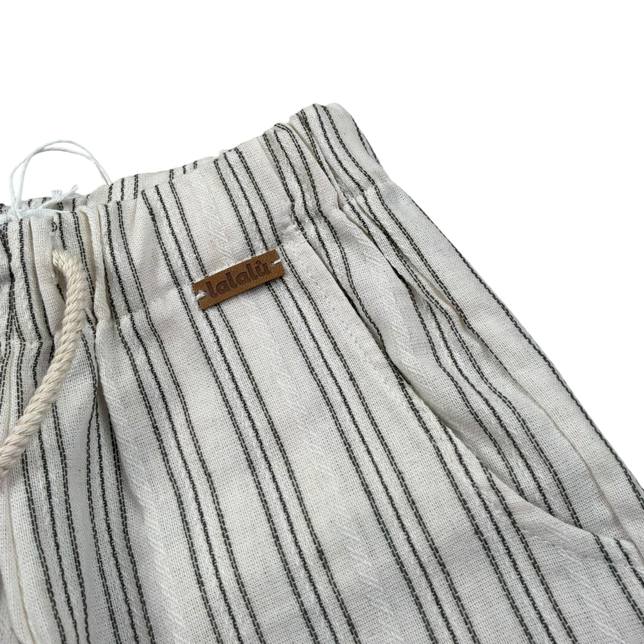 Lalalu' Bermuda Tinta Unita con Fantasia A Righe per Bambino BML50PBX PANNA LALALU' 