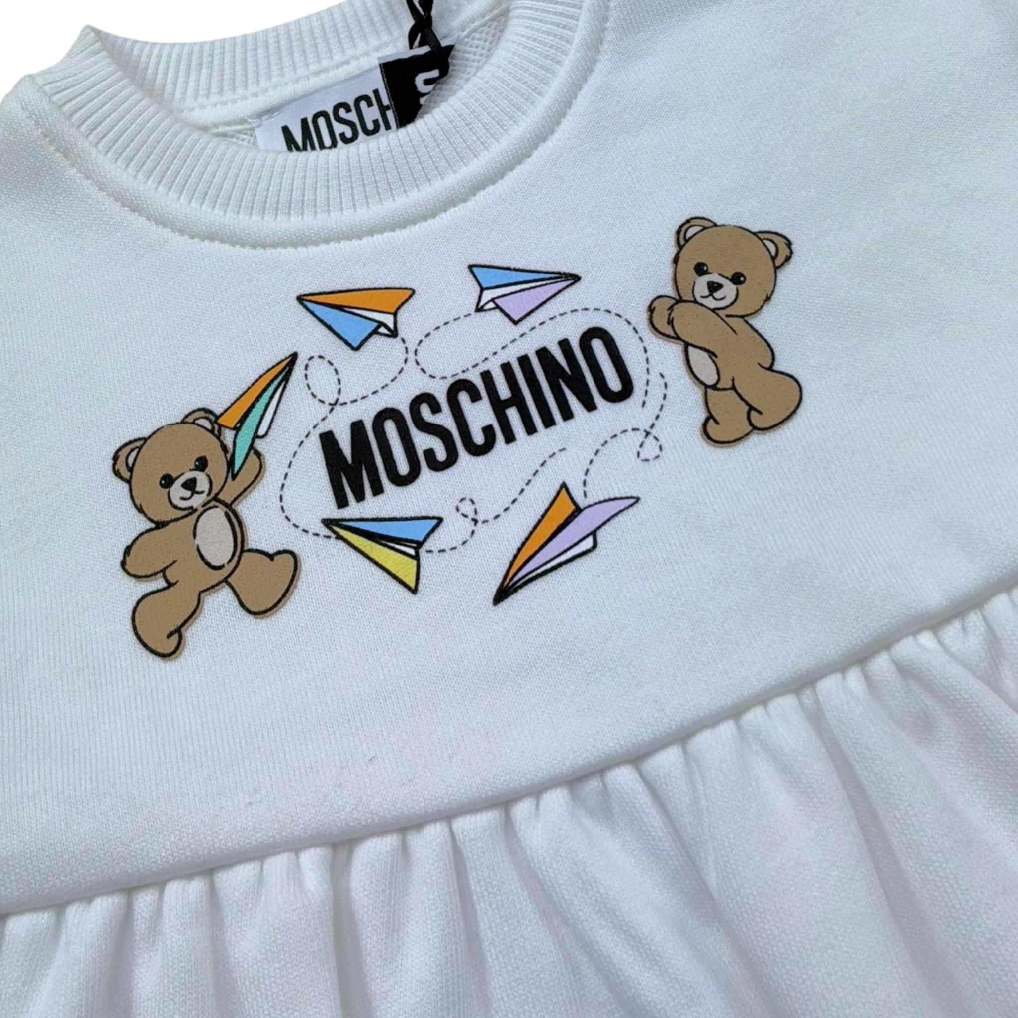 Moschino Abito Girocollo Tinta Unita con Stampa per Neonata MDV0DF BIANCO MOSCHINO 