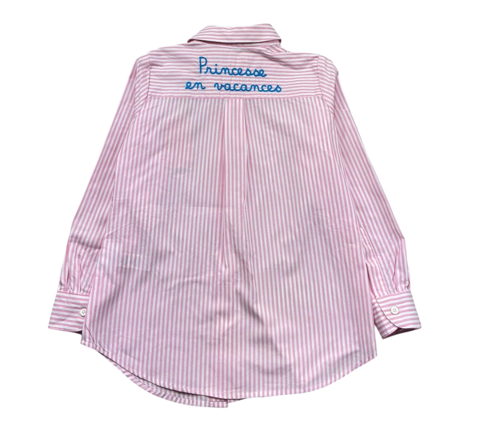 Saint Barth Camicia Bicolore con Fantasia A Righe per Bambina BRIG0033 BIANCO/ROSA SAINT BARTH 