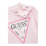 GUESS felpa chiusa girocollo tinta unita con logo Rosa per Neonata K4YQ10KA6R3 ROSA GUESS 