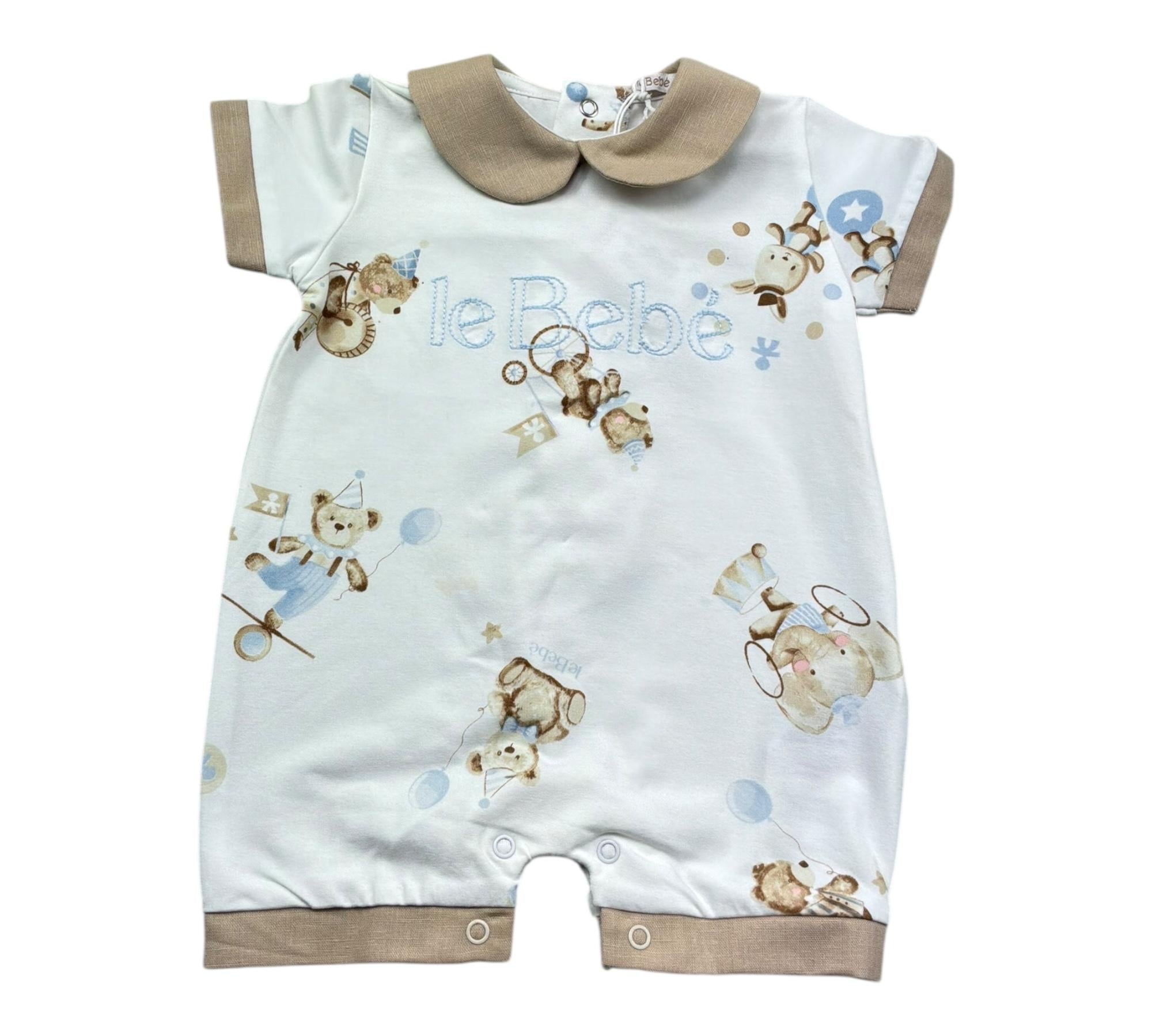 Le Bebe Pagliaccetto Mezza Manica Tinta Unita con Stampe per Neonato LBB5289 BIANCO LE BEBE 