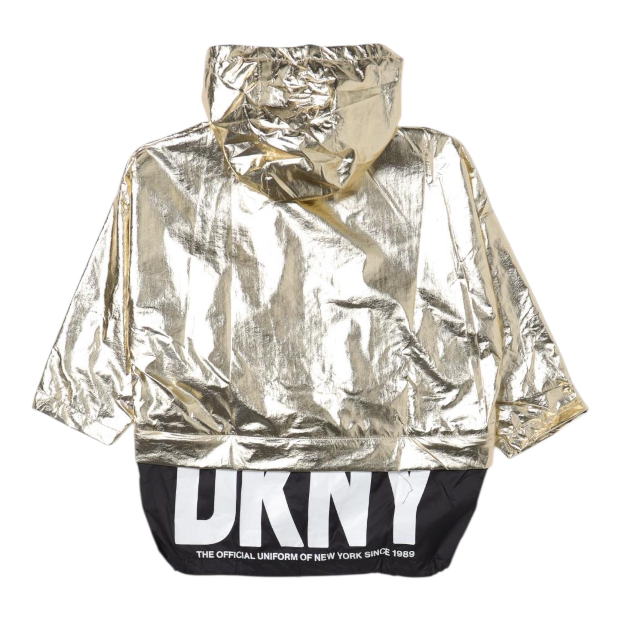 DKNY giubbino tinta unita con capuccio e zip Oro per Bambina D40076 ORO DKNY 