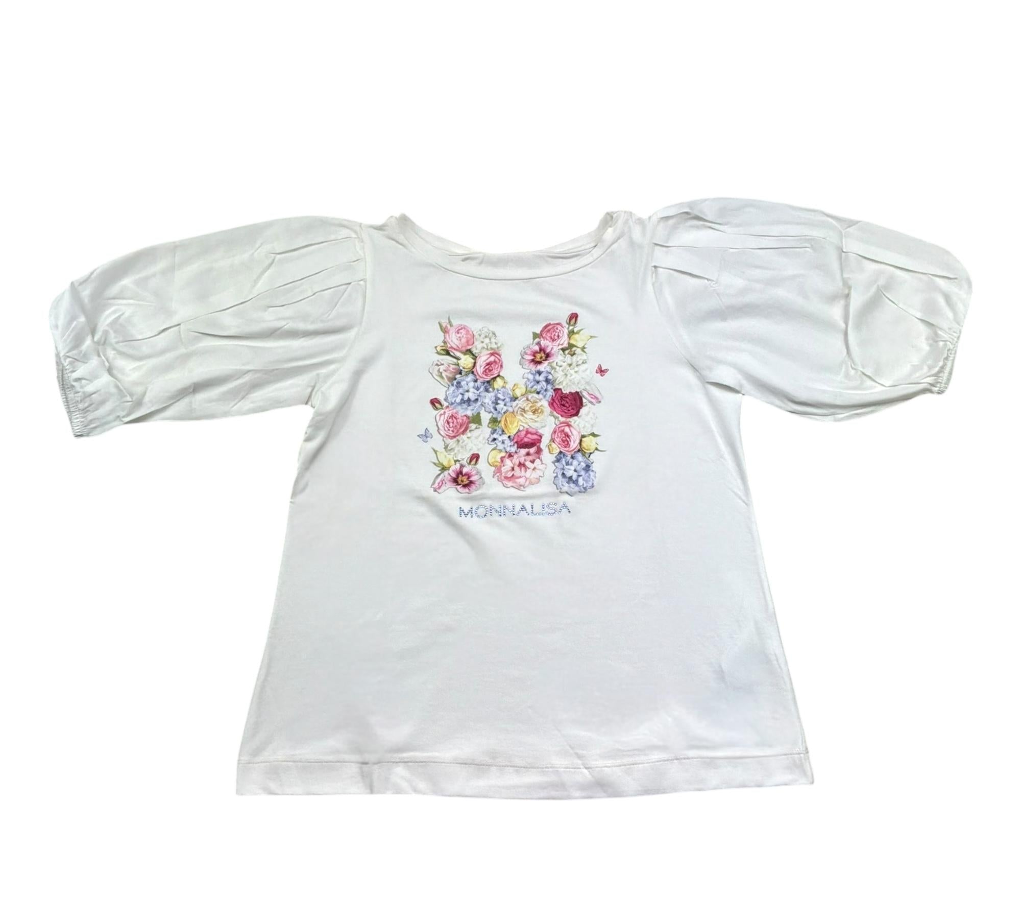 Monnalisa T-Shirt Girocollo Tinta Unita con Stampa per Bambina 715601S1 BIANCO MONNALISA 