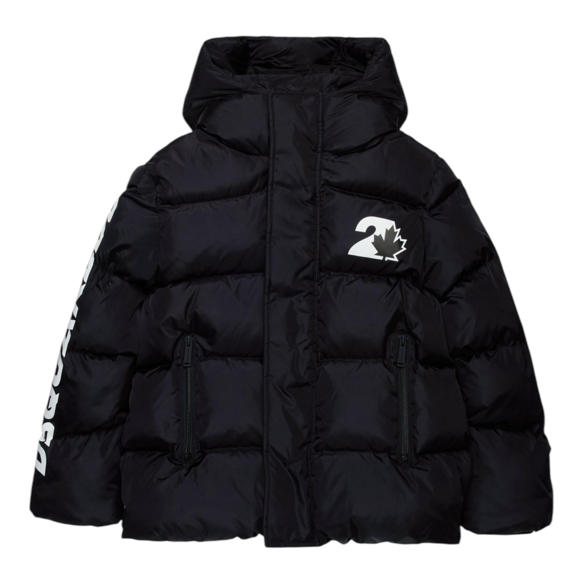DSQUARED2 giubbino bicolore con cappuccio e stampa logo Nero per Bambino DQ2449 NERO DSQUARED2 