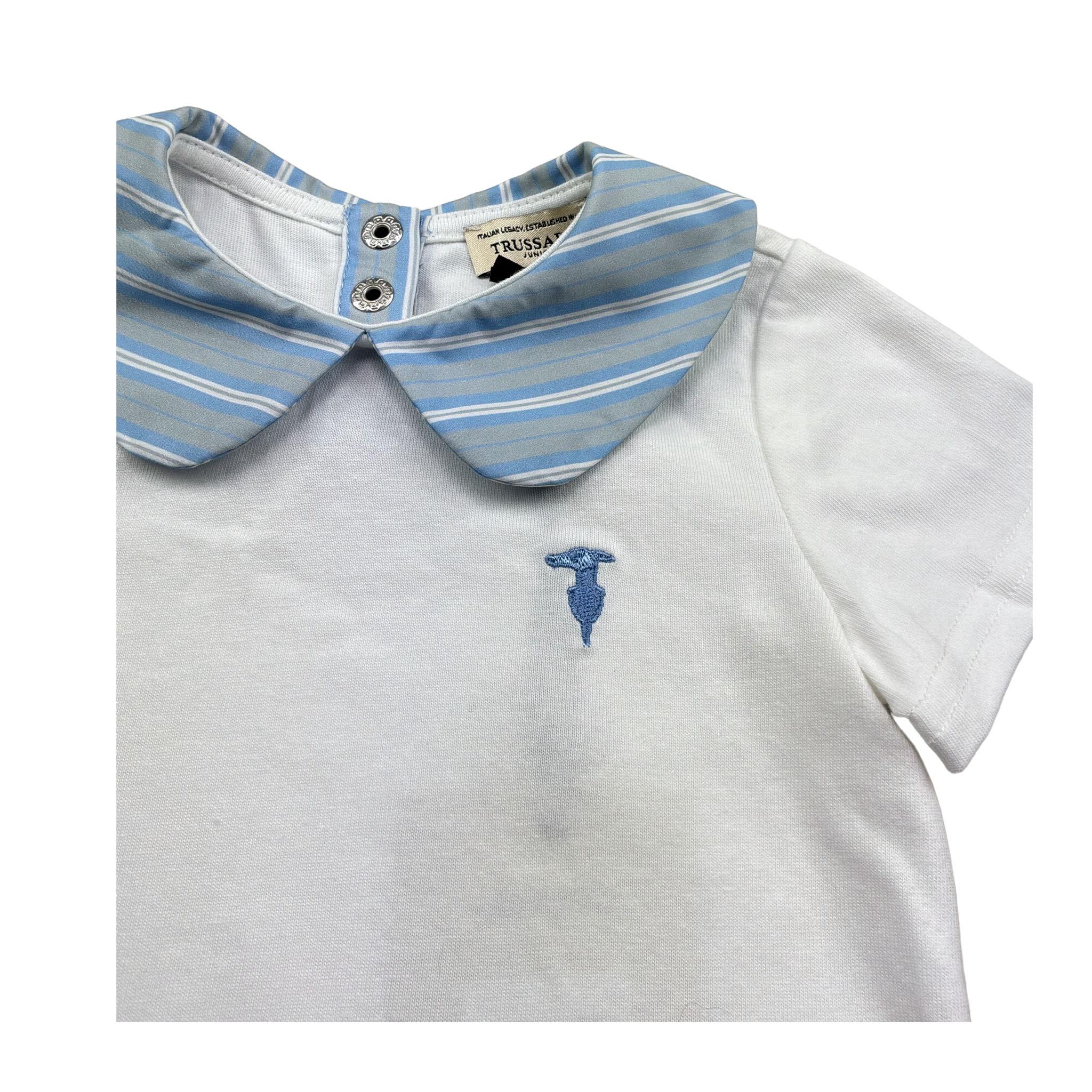 Trussardi T-Shirt Girocollo Tinta Unita con Colletto per Neonato TIP26119TS BIANCO TRUSSARDI 