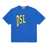 Diesel T.Shirt Girocollo Tinta Unita con Logo per Bambino J02228 BLU DIESEL 