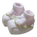 Marlu' Babbucce Bicolore Con Ricami Rosa Per Neonata