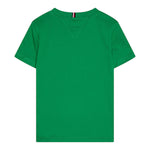 Tommy Hilfiger T-Shirt Girocollo Tinta Unita con Logo per Bambino KB0KB09538X VERDE TOMMY HILFIGER 