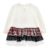 ELISABETTA FRANCHI abito felpa girocollo tinta unita con balze Bianco per Bambina 19D922 BIANCO MONNALISA 