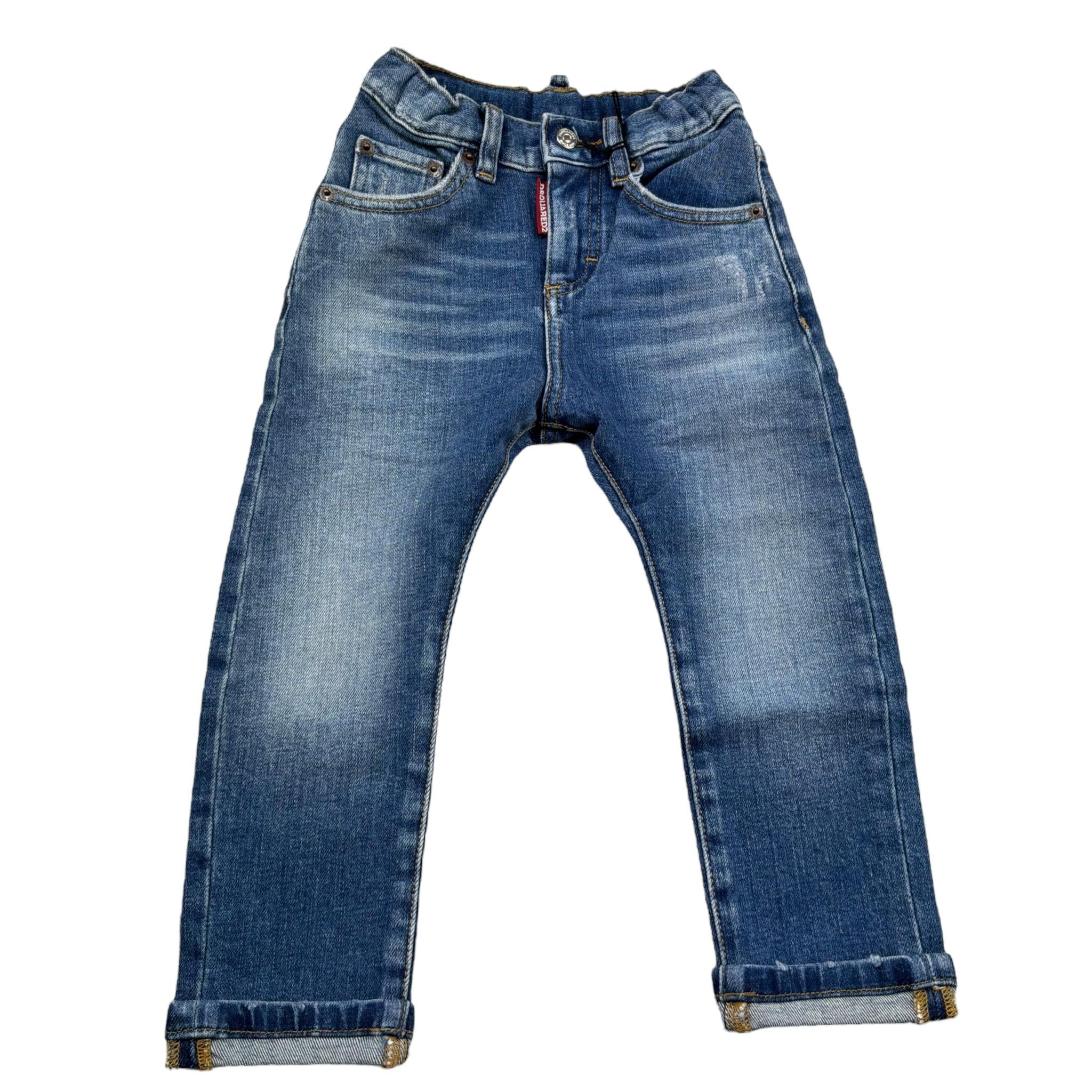 Dsquared2 Jeans Tinta Unita con Girovita Regolabile per Bambino DQ01TC BLU DSQUARED2 