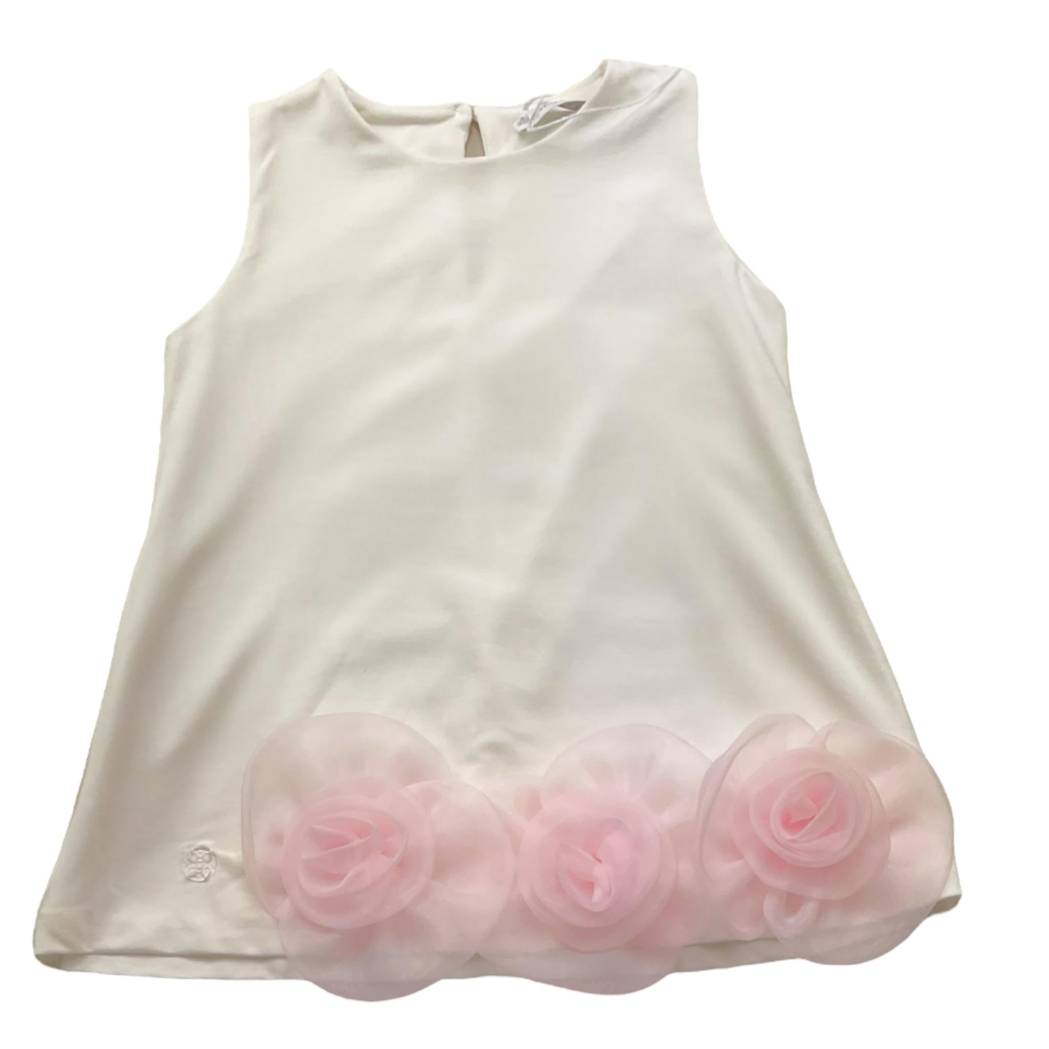 U+È Abito Tinta Unita Giromanica con Applicazioni per Bambina UE1825 BIANCO U+è 