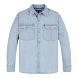 TOMMY HILFIGER camicia in denim tinta unita con tasconi Azzurro per Bambino KB0KB09080 AZZURRO TOMMY HILFIGER 