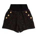 BALMAIN short tinta unita con bottoni in contrasto Nero per Bambina BT6B69 NERO BALMAIN 