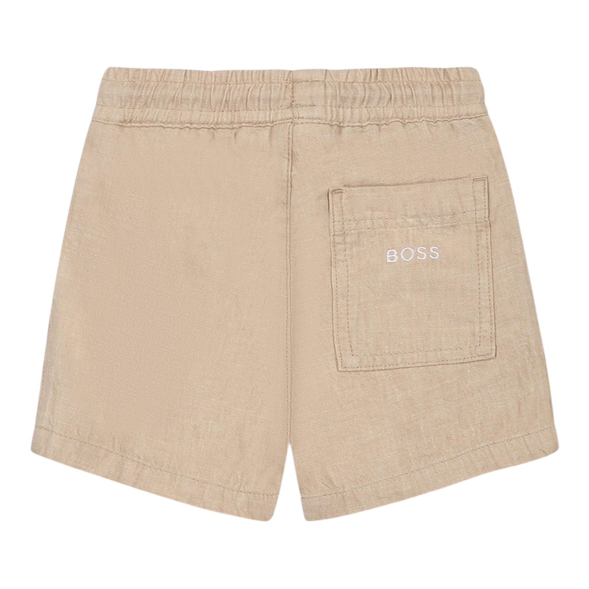 Boss Bermuda Tinta Unita con Elastico In Vita per Neonato J520822 BEIGE BOSS 