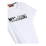 Missoni T-Shirt Girocollo Tinta Unita Con Stampa Bianco Per Bambino