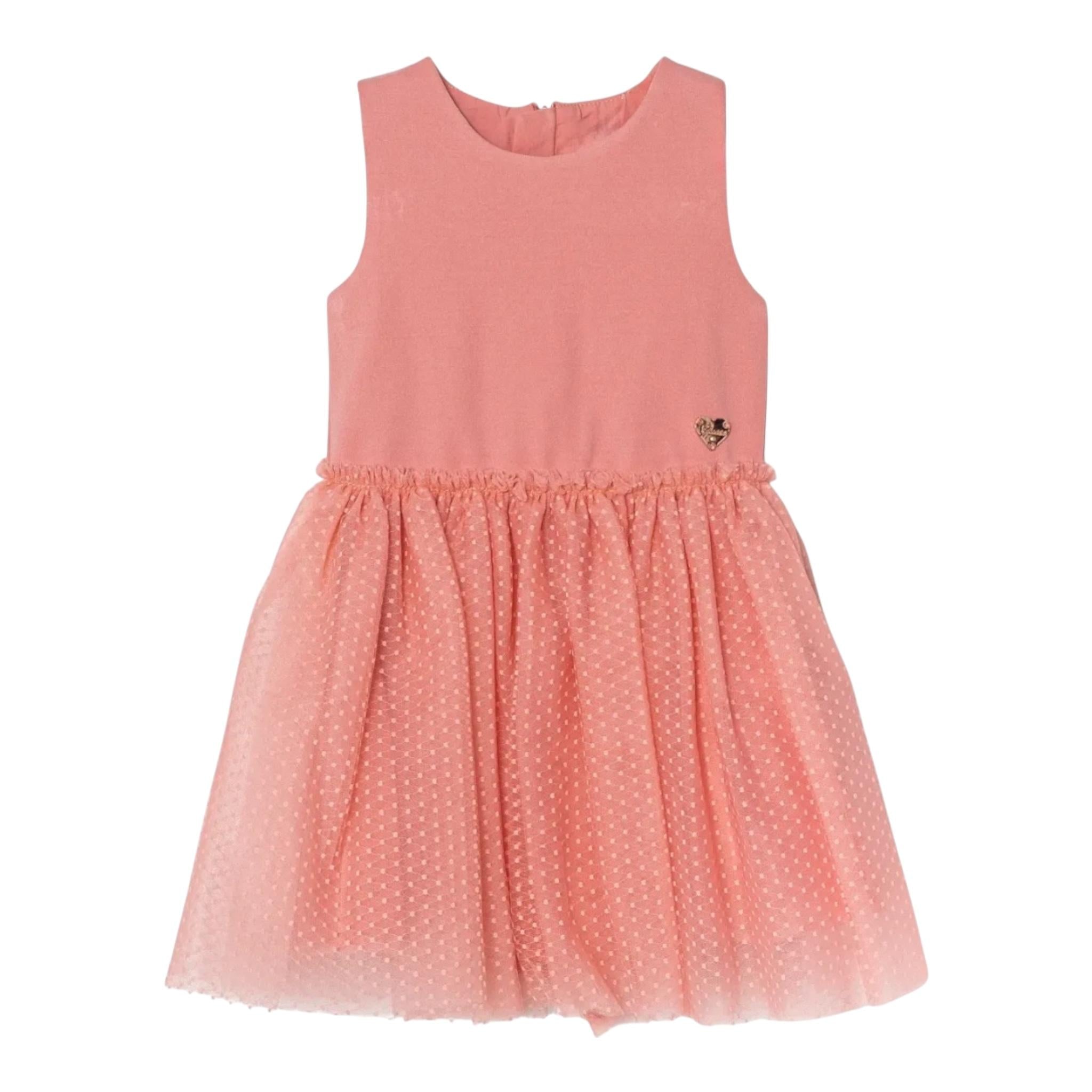 Guess Abito Tinta Unita Giromanica con Tulle per Neonata A5RK08KAUH0 ROSA GUESS 