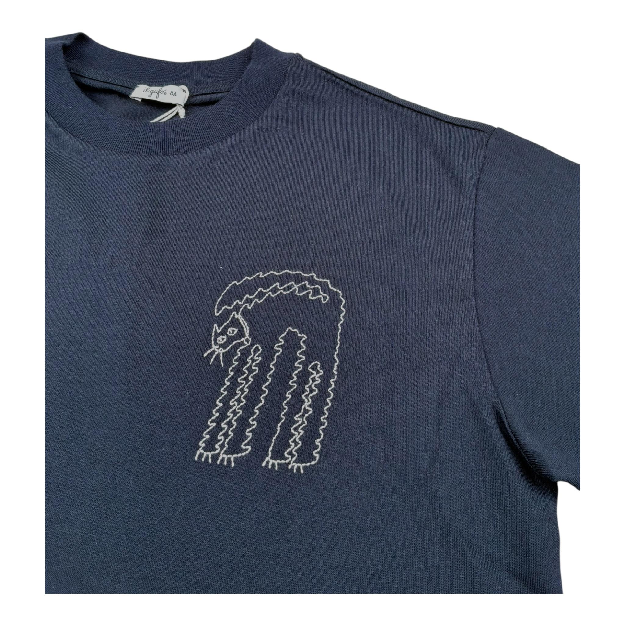 Il Gufo T-Shirt Girocollo Tinta Unita con Ricamo per Bambino P25TS479MF001 BLU IL GUFO 