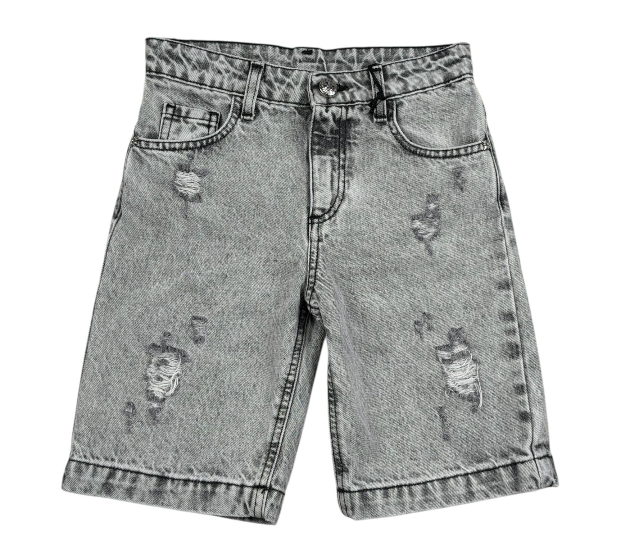 John Richmond Bermuda In Denim Tinta Unita con Girovita Regolabile per Bambino RBP26093BE GRIGIO JOHN RICHMOND 