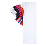 Emilio Pucci T-Shirt Tinta Unita Con Maniche In Contrasto Bianco Per Bambina