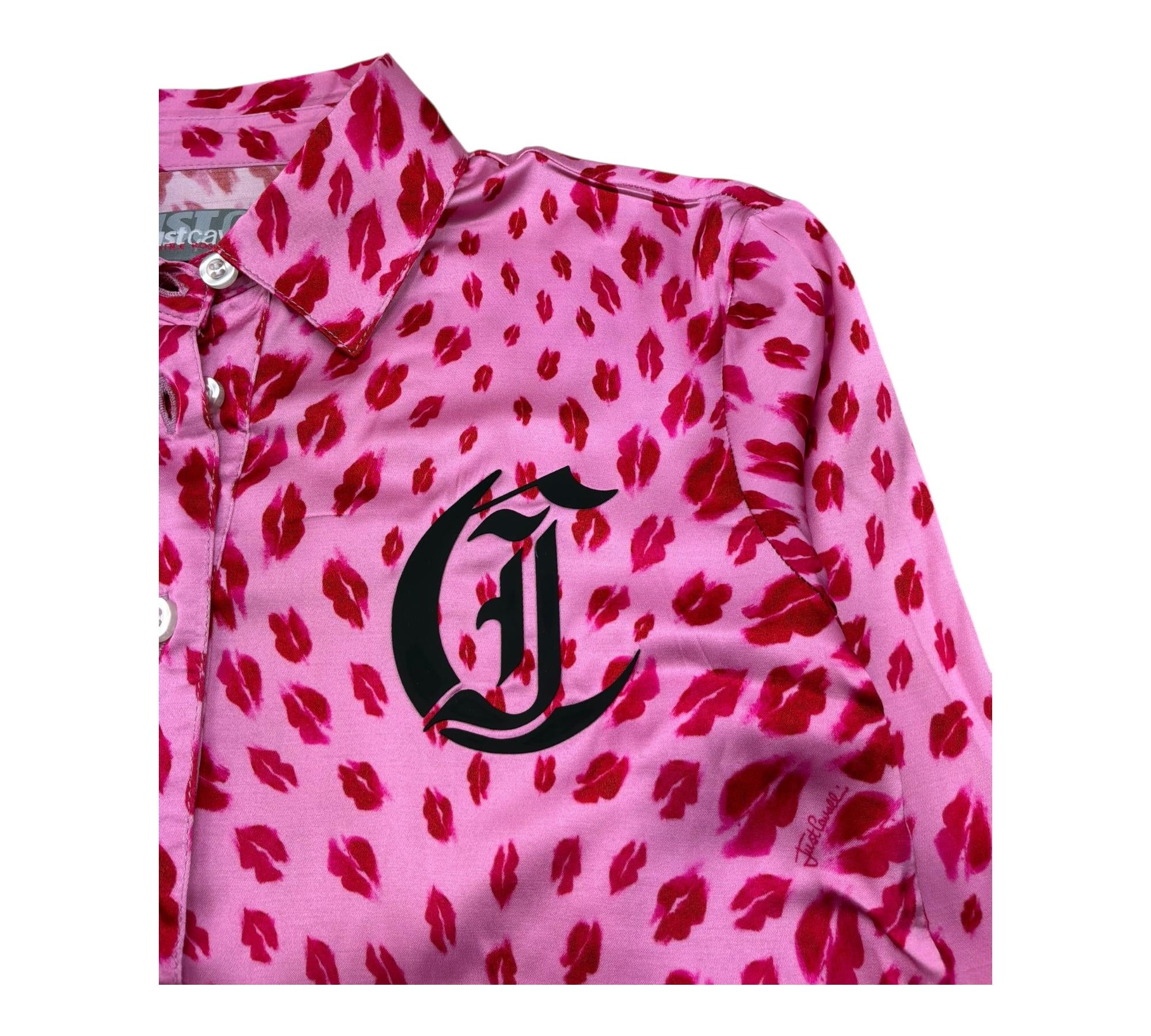 Just Cavalli Camicia Manica Lunga Tinta Unita con Stampe Baci per Bambina JGP26061CA ROSA JUST CAVALLI 
