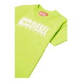 Diesel T-Shirt Girocollo Tinta Unita con Stampa per Neonato K00569 VERDE DIESEL 