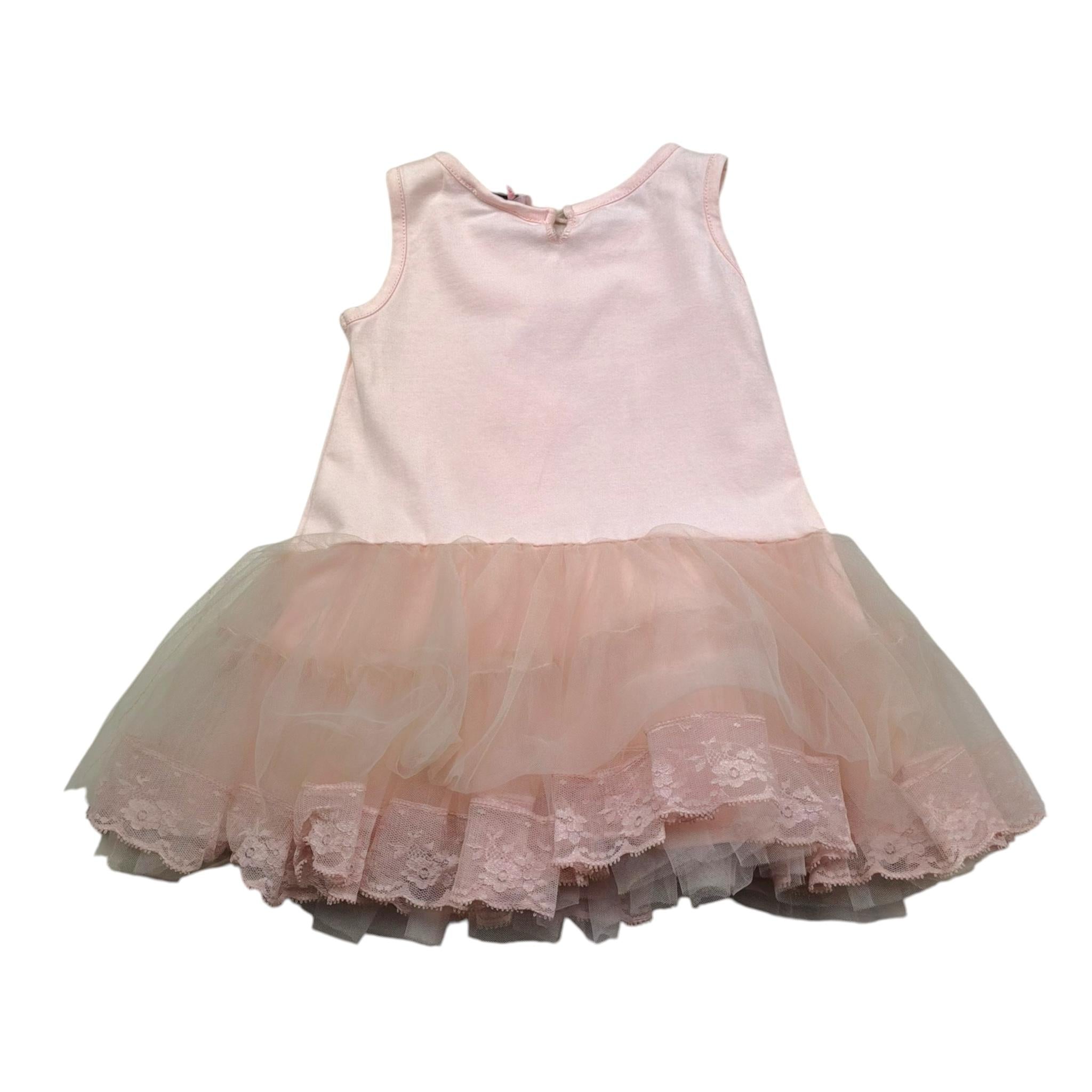 Monnalisa Abito Giromanica Tinta Unita con Tulle per Neonata 394906 ROSA MONNALISA 