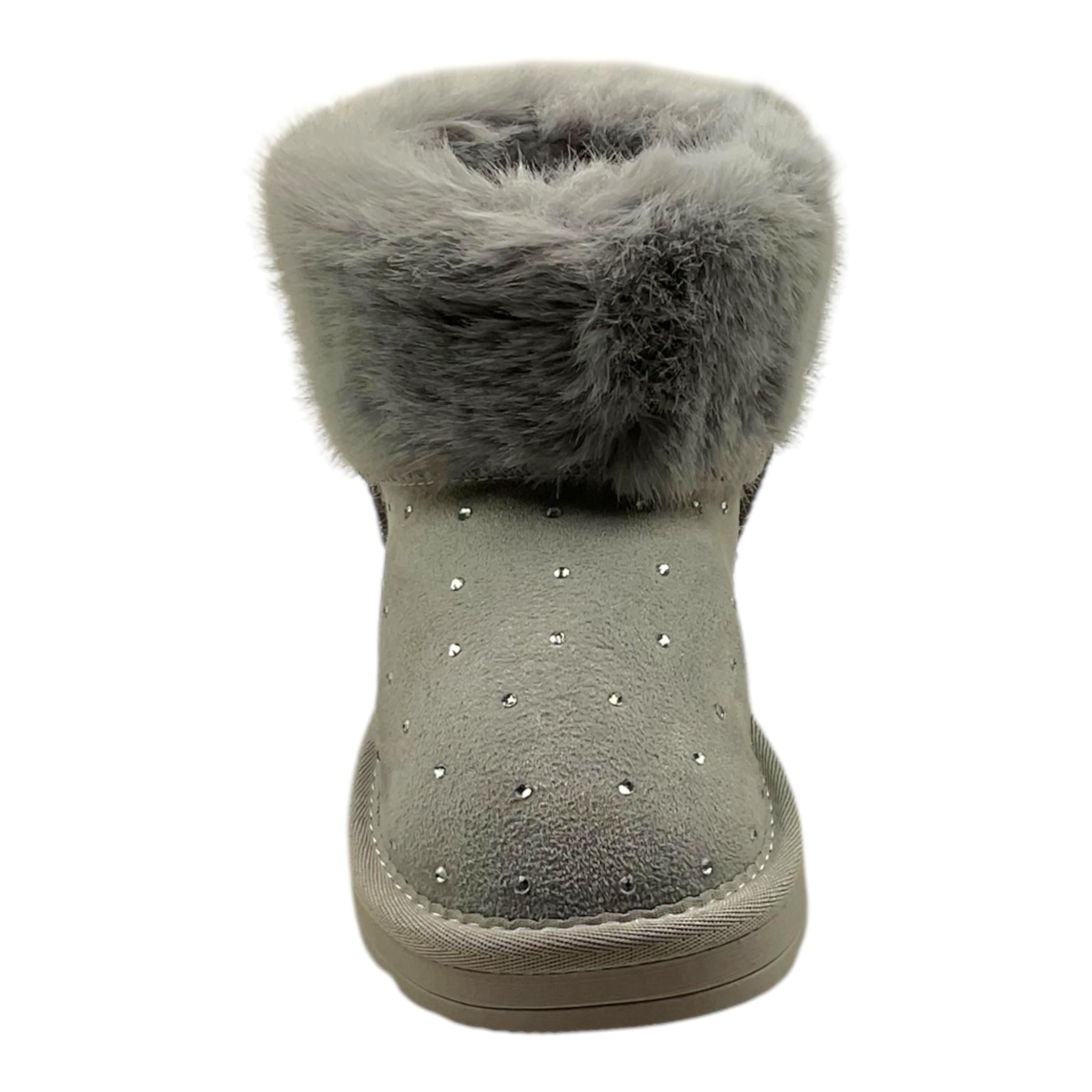 MONNALISA stivaletti bassi tinta unita con fiocco e pelliccia Grigio per Bambina 8C005 GRIGIO MONNALISA 