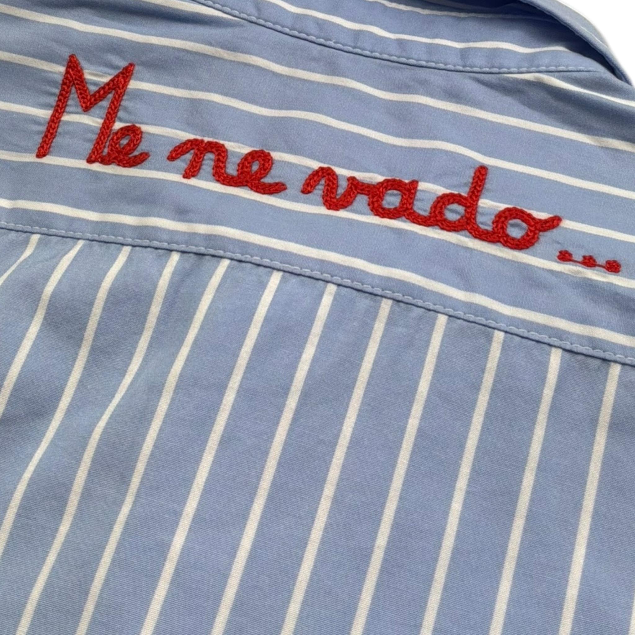 Saint Barth Camicia Manica Lunga Tinta Unita con Fantasia A Righe per Bambino 00946L AZZURRO SAINT BARTH 