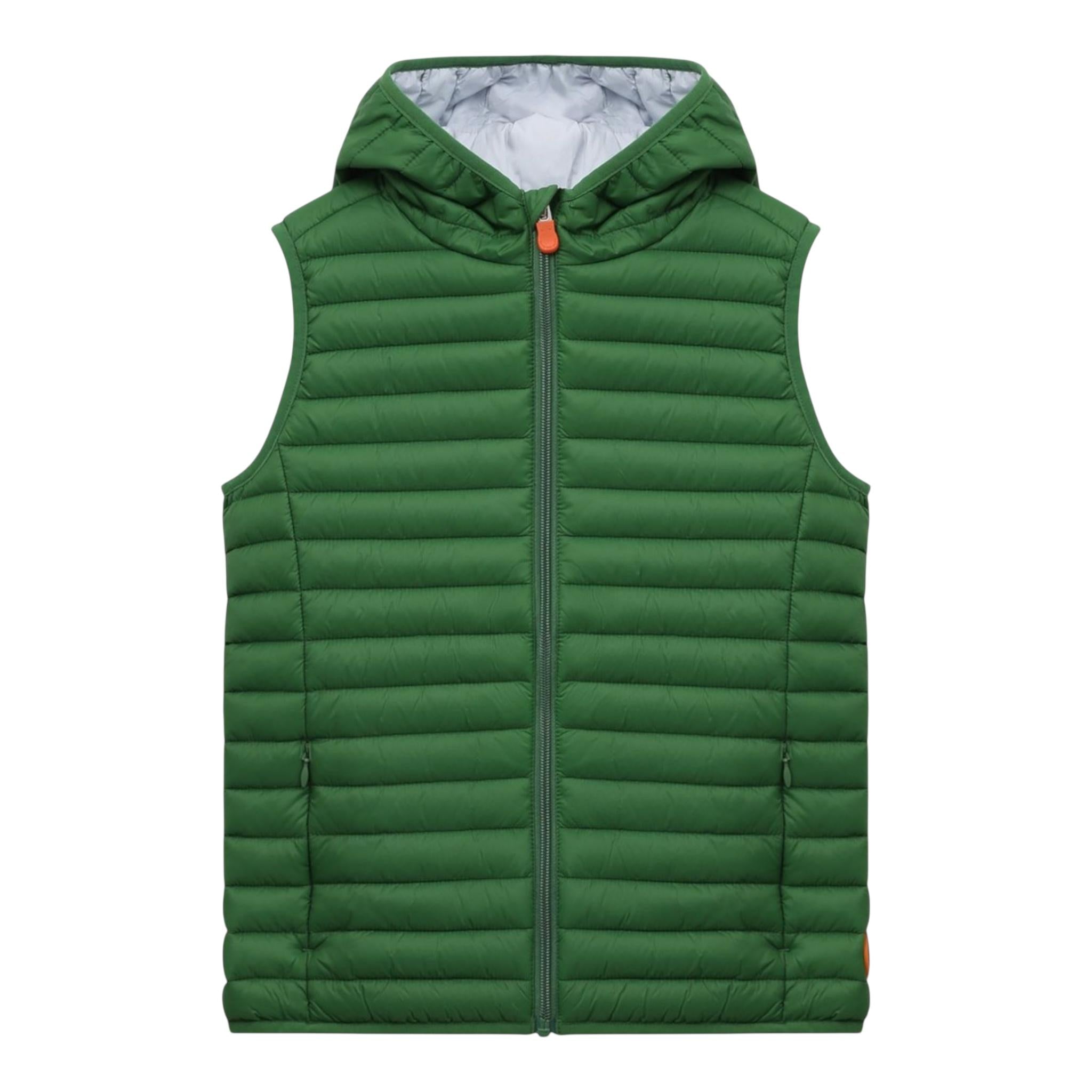 Save The Duck Giubbino Tinta Unita Modello Smanicato con Zip per Bambino J80649X VERDE SAVE THE DUCK 