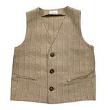 Manuel Ritz Gilet Tinta Unita Con Fantasia A Righe Beige Per Bambino