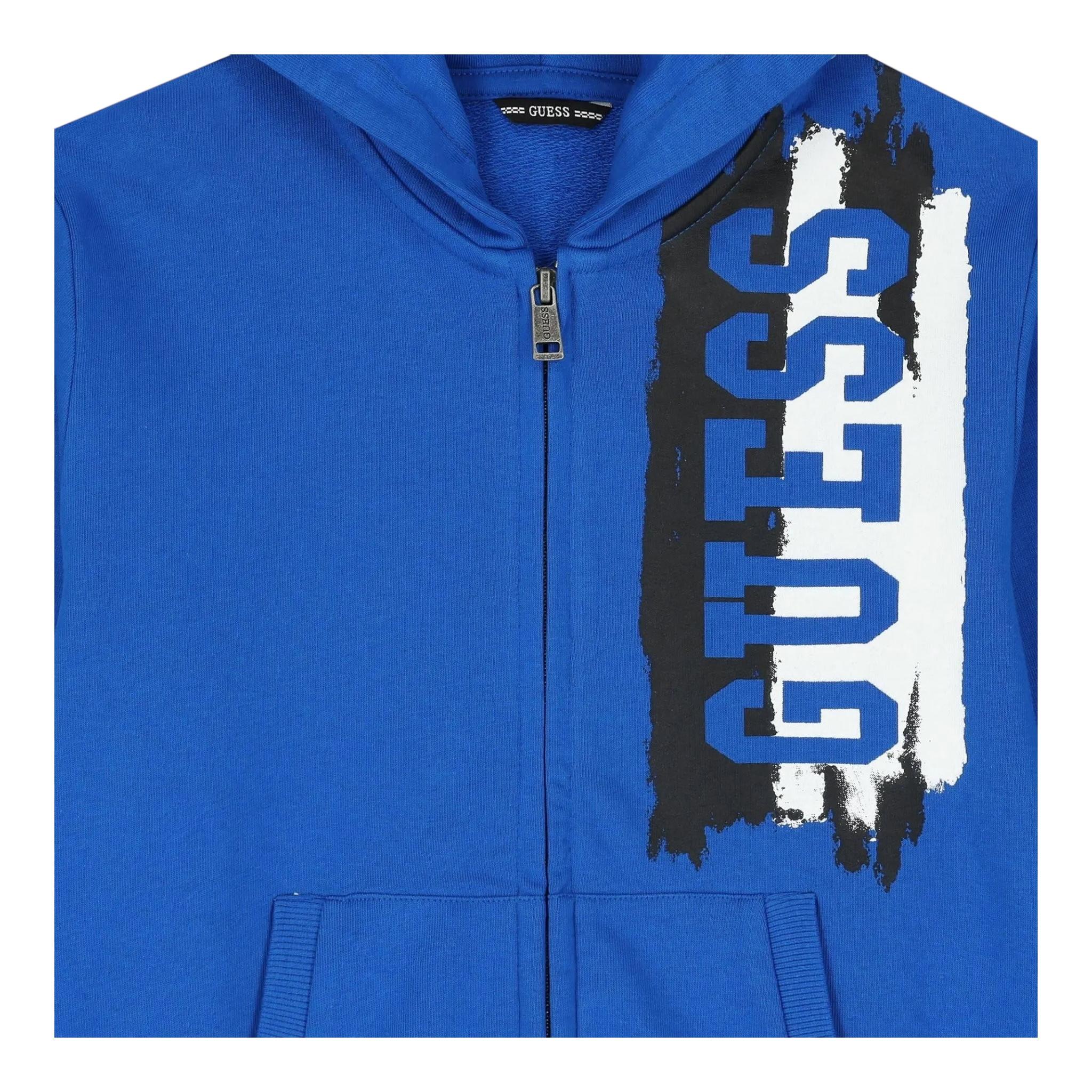 GUESS felpa con zip e cappuccio tinta unita cn logo Cobalto per Bambino N4YQ00KA6R3 COBALTO GUESS 