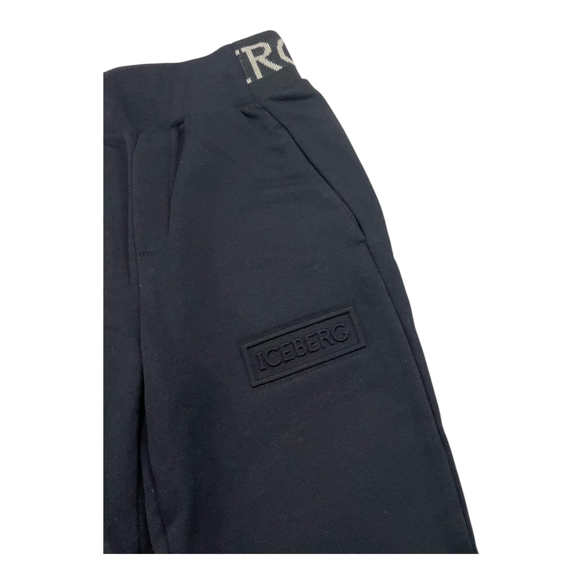 ICEBERG pantalone tuta tinta unita con logo Nero per Bambino PFICE5304J NERO ICEBERG 
