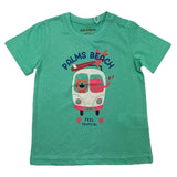 Losan T-Shirt Girocollo Tinta Unita con Stampe In Contrasto Verde Acqua per Neonato