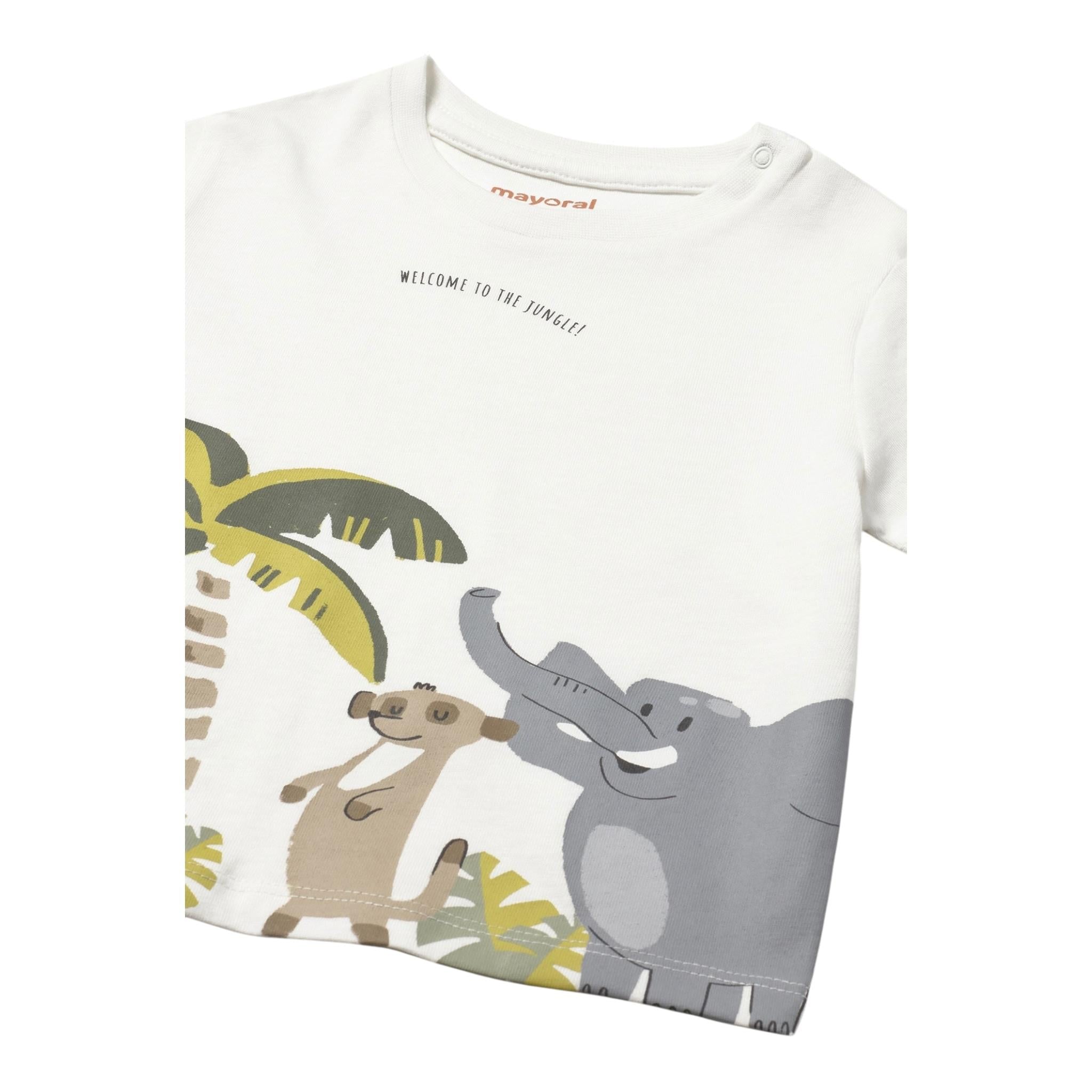 Mayoral T-Shirt Girocollo Tinta Unita con Stampe per Neonato 1057 BIANCO MAYORAL 
