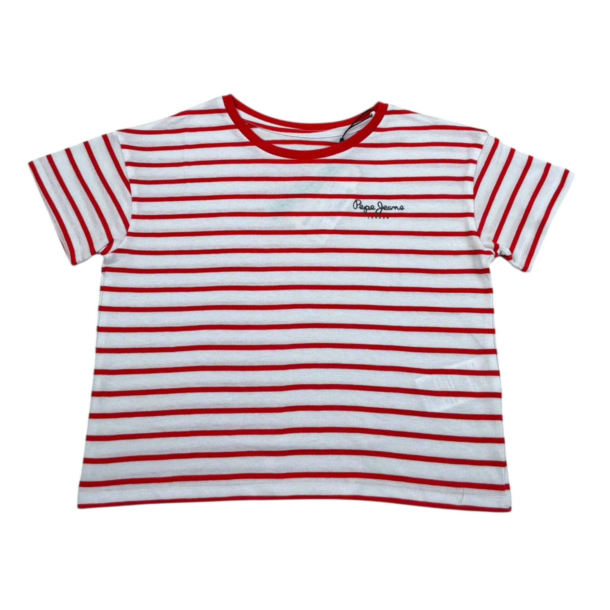 Pepe Feamo T-Shirt Bicolore Fantasia A Righe per Bambina PQ503128 BIANCO/ROSSO PEPE FEAMO 