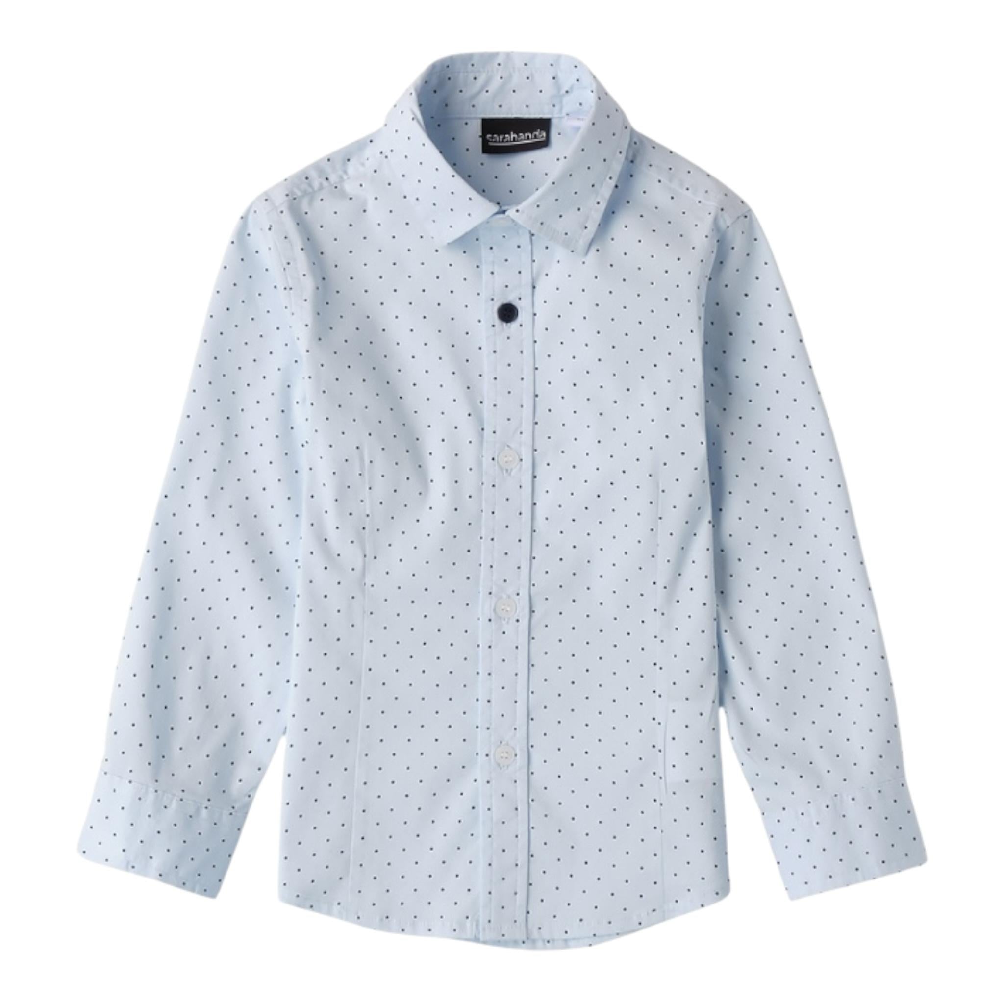 SARABANDA camicia tinta unita con stampa pois Azzurro per Bambino A124J AZZURRO SARABANDA 