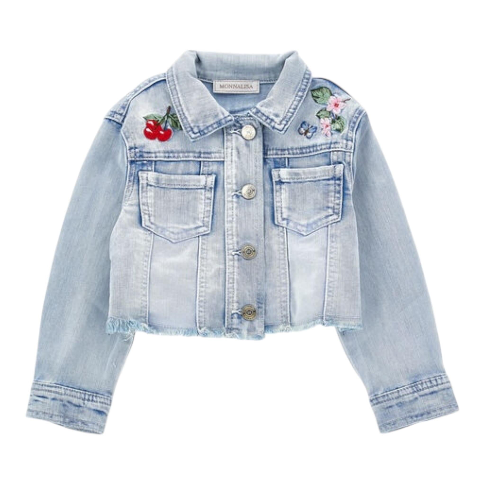 Monnalisa Giubbino In Denim con Stampa per Neonata 19E103 AZZURRO MONNALISA 