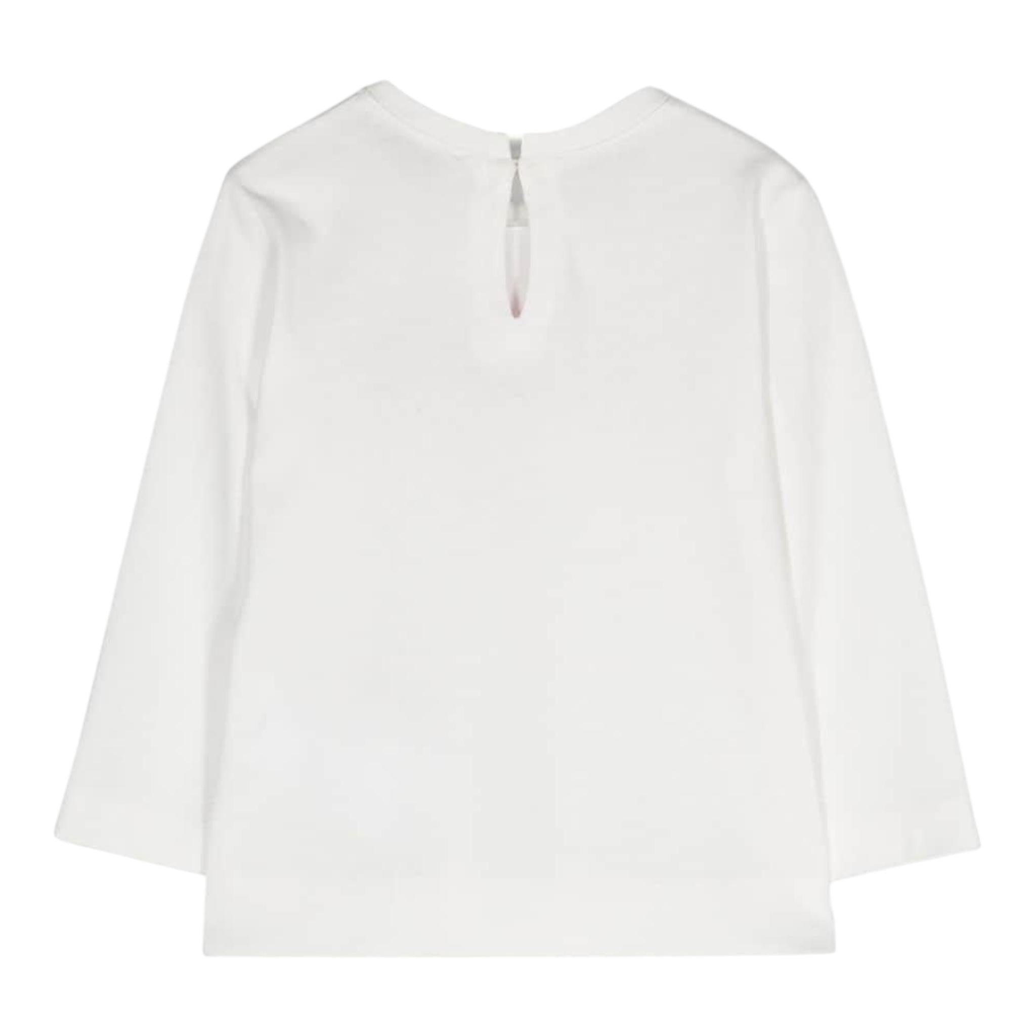 Monnalisa Shirt Girocollo Tinta Unita con Applicazioni per Neonata 39D601 BIANCO MONNALISA 