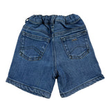 Emporio Armani Bermuda In Denim Tinta Unita Con Elastico In Vita Blu Per Neonato