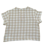 Petit Indi T-Shirt Bicolore con Fantasia A Quadri per Neonato SS25B2815 BIANCO/BEIGE PETIT INDI 