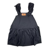 Minimo Abito Giromanica Tinta Unita Nero Per Bambina