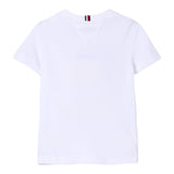 Tommy Hilfiger T-Shirt Girocollo Tinta Unita con Logo per Bambino KB0KB09362 BIANCO TOMMY HILFIGER 