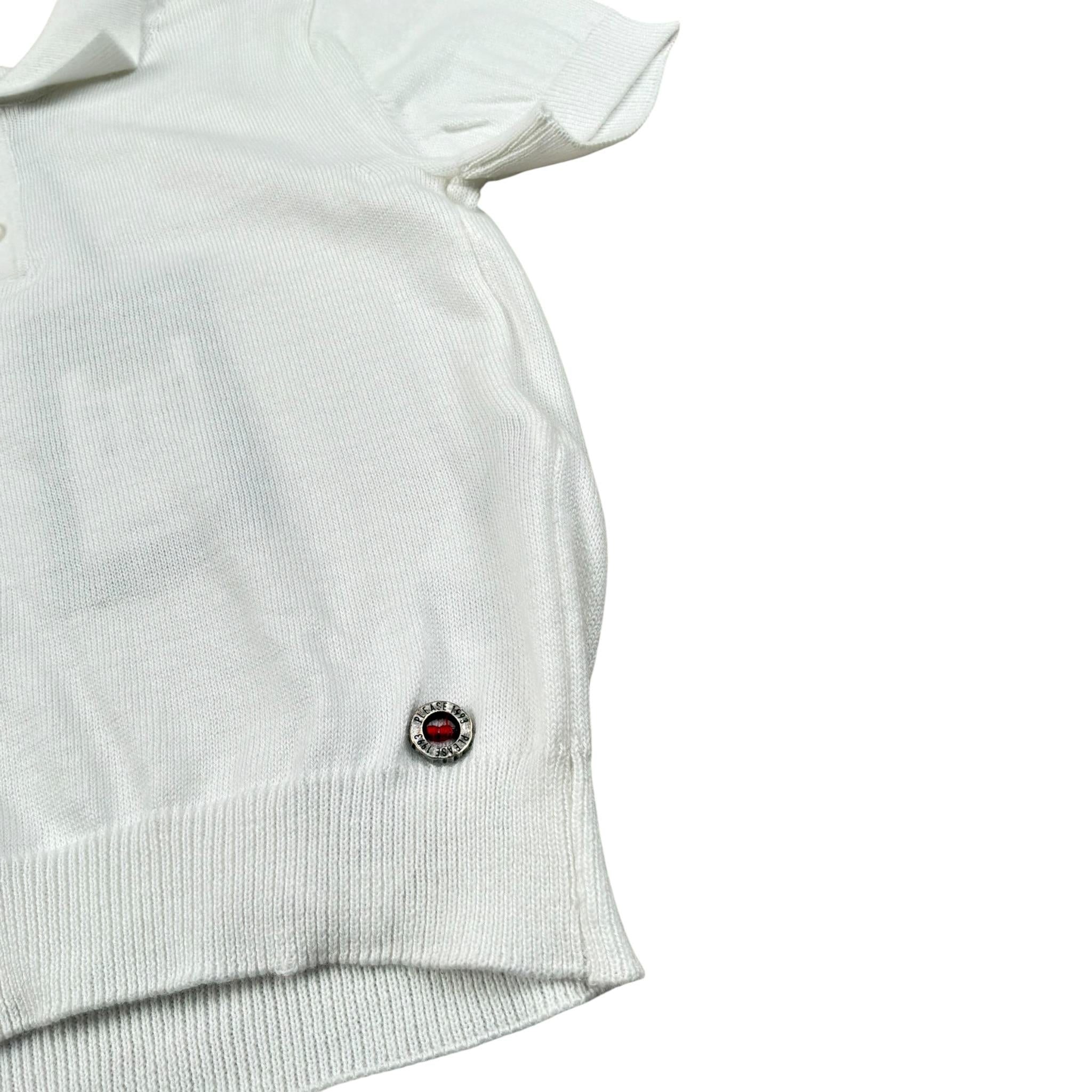 Please Polo Mezza Manica Tinta Unita per Neonato NB01230B73 BIANCO PLEASE 