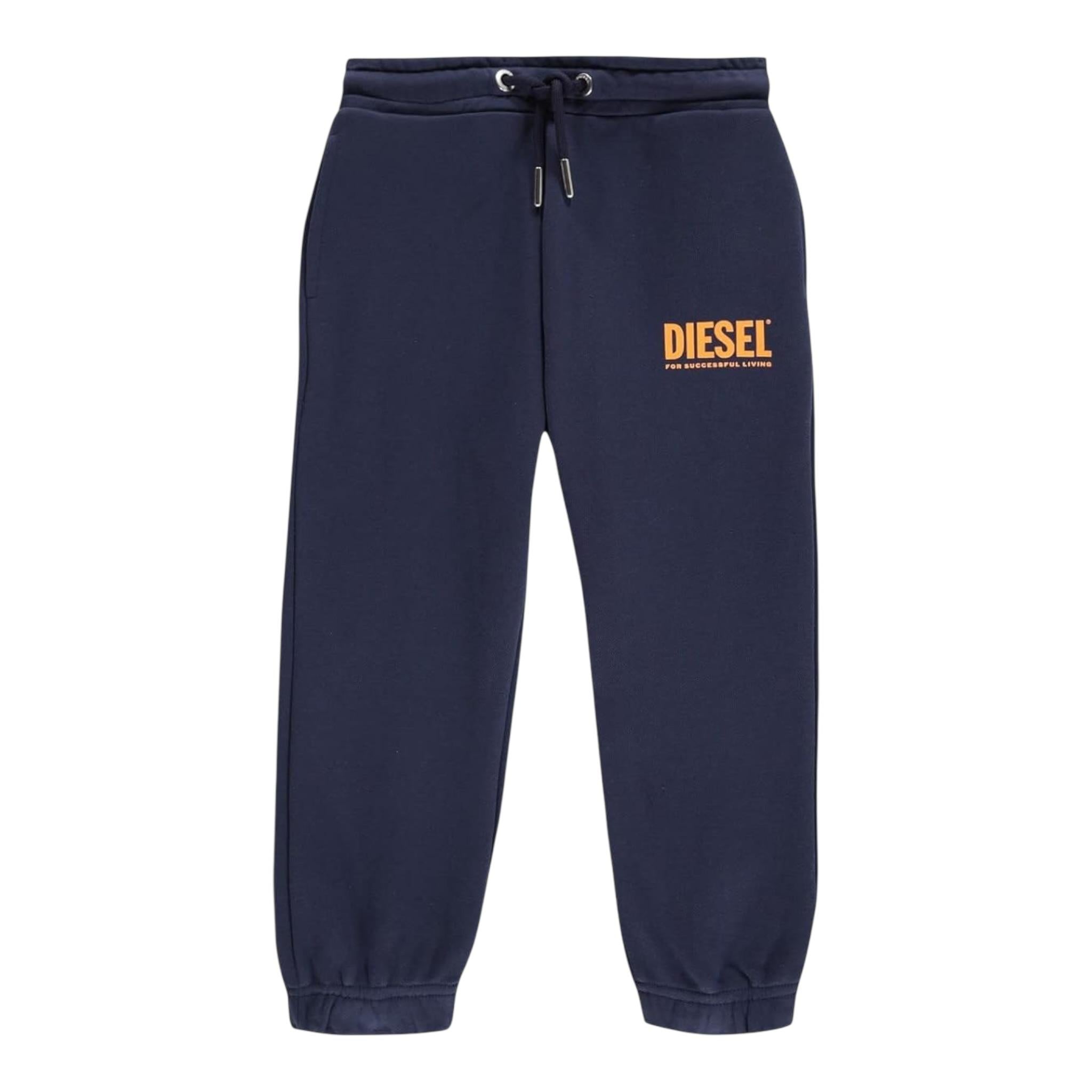 Diesel Pantalone Modello Tuta tinta unita con Stampa Blu per Bambino J00539 BLU DIESEL 